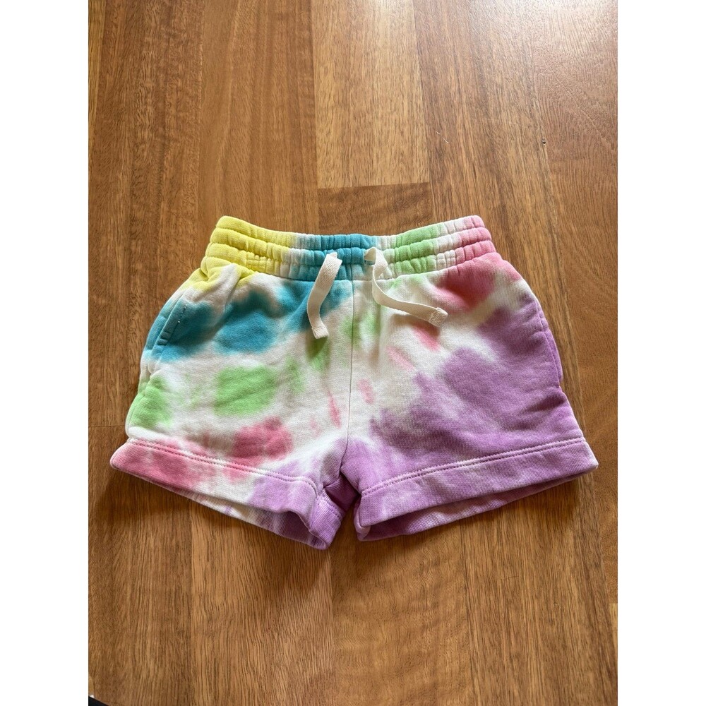 Hanna Andersson Tie Dye Shorts Rainbow Colors Drawstring waist
